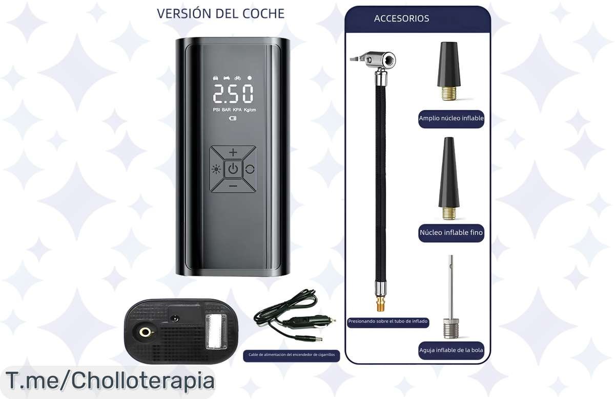 ¡Oferta! Compresor de Aire Portátil 120W, Hinchado Rápido y Barato para Coche y Bici – ¡Corre!