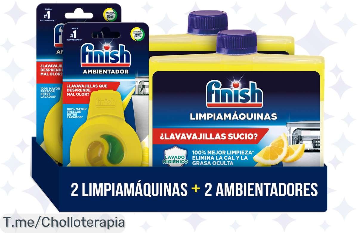 ¡Oferta bomba! Consigue 2 Limpiamáquinas y 2 Ambientadores Lavavajillas Limón a un precio de locura.