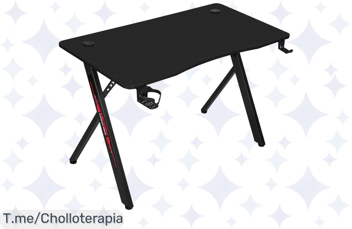 ¡Oferta brutal: Mesa Gaming Ergonómica 120×60 cm, posavasos y gancho incluidos! No esperes más.