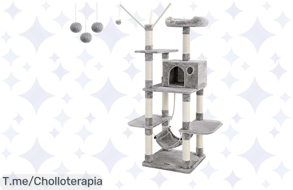¡Oferta loca: Árbol para gatos con escondite y hamaca a precio de ganga!