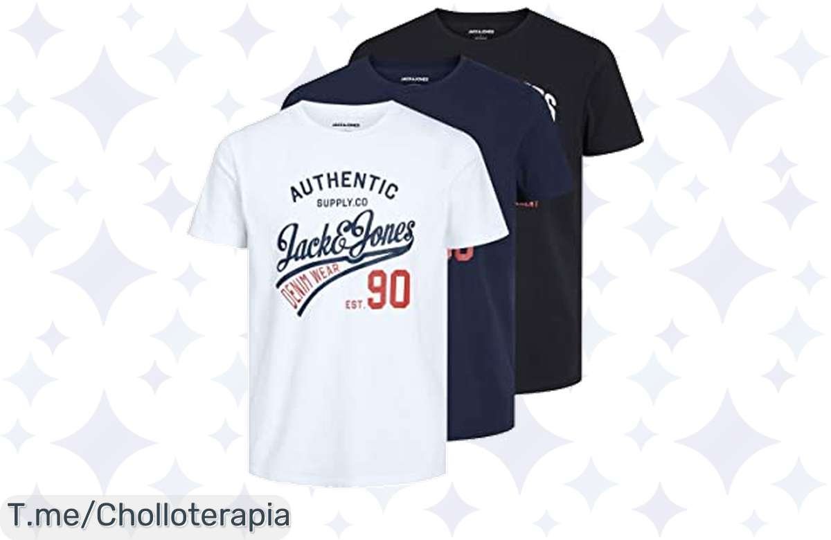¡Ofertón! Pack de 3 camisetas JACK & JONES de algodón, comodidad y estilo a precio de ganga, ¡no te lo pierdas!