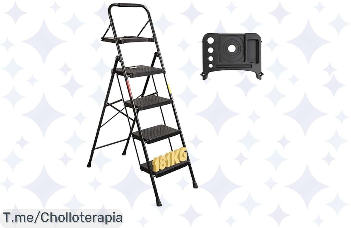Aprovecha el chollazo de escaleras plegables de 4 escalones, capacidad de 181KG y pedales antideslizantes: ¡super ofertón para que tus tareas sean más fáciles! ¡Compra ya!