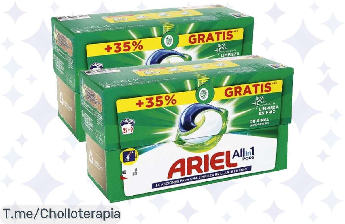 Aprovecha el ofertón del momento: pack de ARIEL All-in-1 con 68 lavados a un precio loco, transforma tu colada y compra ahora antes de que se agote esta oportunidad única.