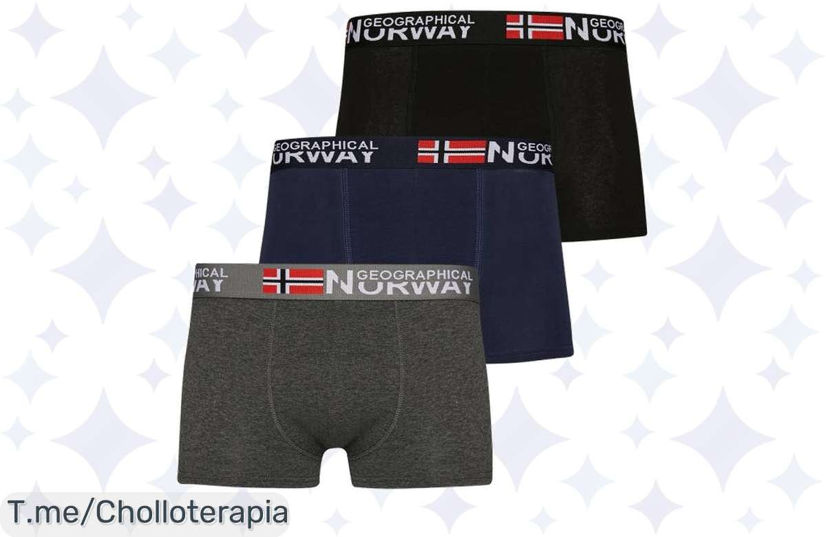 Aprovecha el pack de bóxer Geographical Norway, 3 piezas tricolor: ¡Comodidad y estilo a precio de locura!