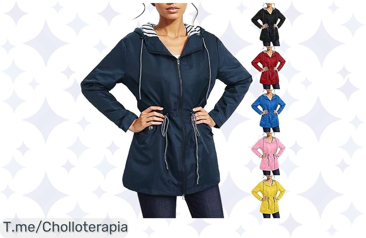 Atrapa el chollazo del año: Chubasquero Mujer Ligera e Impermeable con descuentazo único, mantente seca en tus aventuras. ¡Compra ya antes de que se agote!