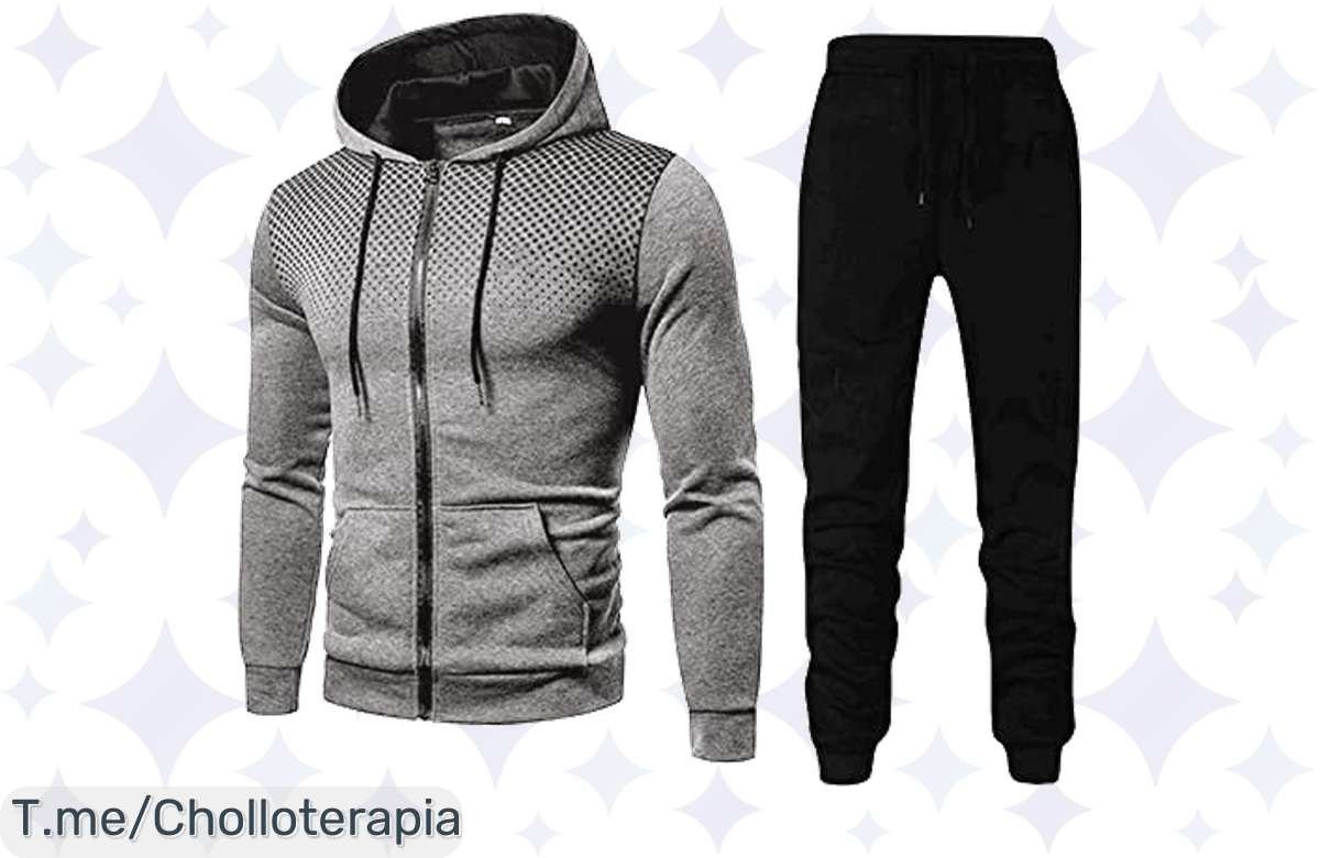 Chándal hombre en ofertón: ¡completo y deportivo con capucha! Aprovecha este precio loco y ahorra un montón. ¡Compra ahora antes de que se agote!