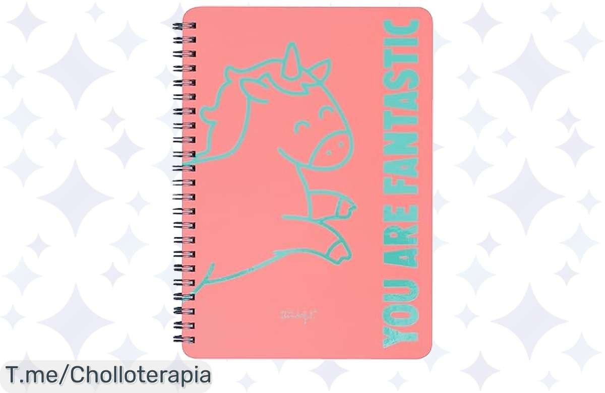 Consigue la libreta A4 unicornio rosa You Are Fantastic: tapa dura, 80 hojas de calidad y pegatinas personalizables. ¡Aprovecha este ofertón antes de que se agote!