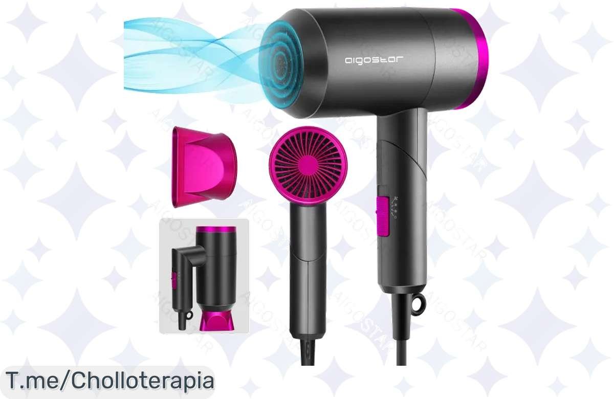 Consigue tu Aigostar Diane 32QYD ahora, el secador de 1800W que cabe en cualquier rincón. ¡Perfecto para viajes y peinados de 10!