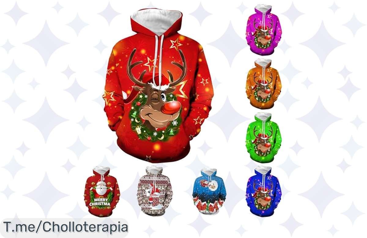 Conviértete en el rey de la Navidad con nuestra sudadera Ugly Christmas, diseño impactante y descuento brutal. ¡No dejes pasar este super chollo, compra ya antes de que se agoten!