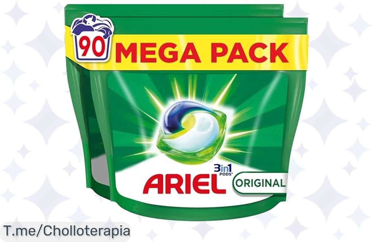 Descubre el chollazo del año con Ariel Todo En Uno PODS: 90 lavados que harán brillar tu ropa. No dejes pasar este ofertón, ¡compra ahora antes de que se agote!