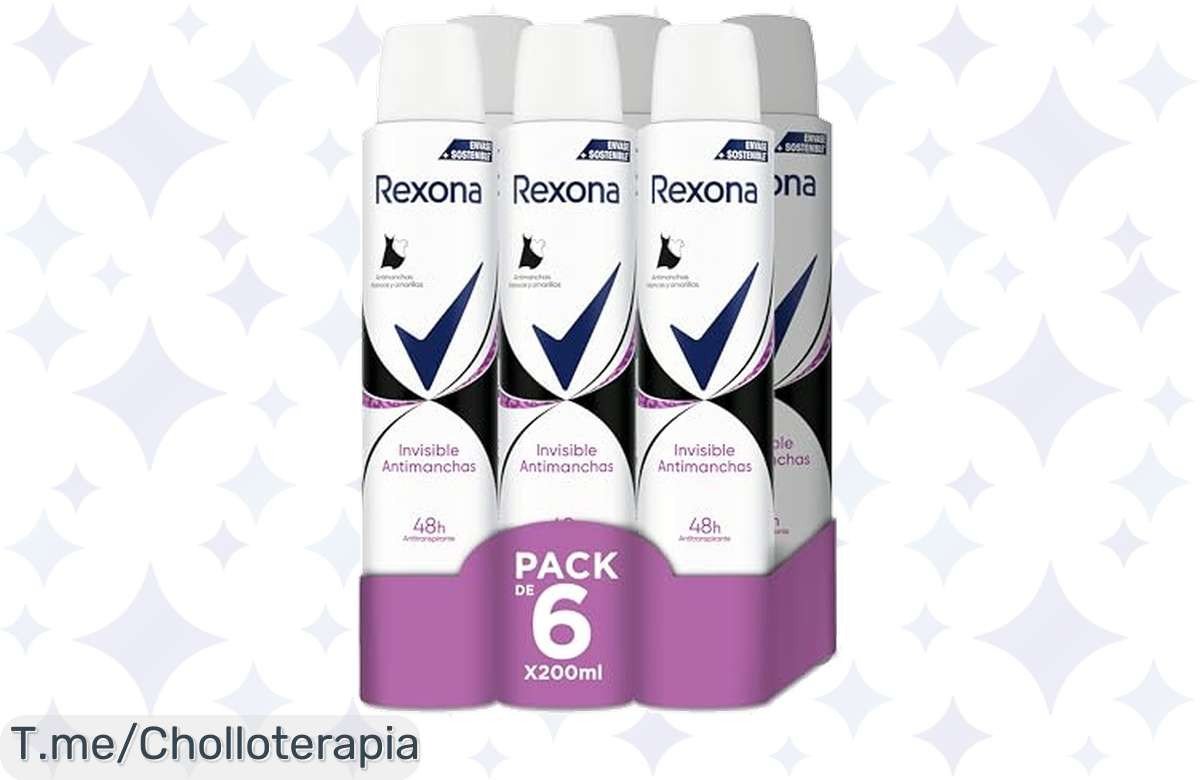 Descubre el ofertón de Rexona Invisible: 48 horas de protección antitranspirante sin olor ni manchas. ¡Aprovecha este super chollo antes de que se agote!