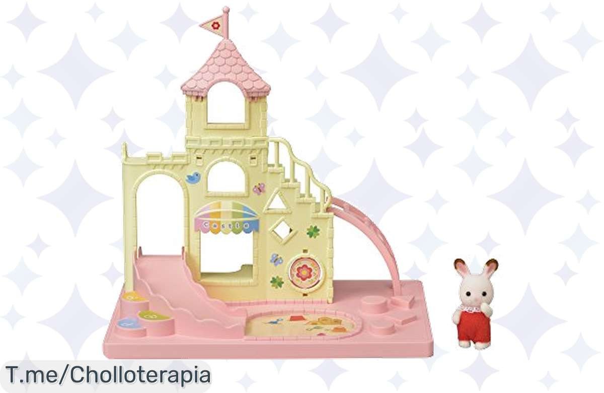 Descubre el parque infantil castillo de bebés Sylvanian Families, un chollazo con figura de conejito de chocolate, diversión garantizada. ¡Aprovecha esta oferta limitada ahora!