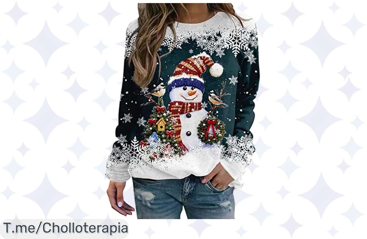 Descubre la sudadera navideña más adorable y cómoda, aprovecha un descuento brutal y dale un toque festivo a tu armario. ¡Compra ahora, oferta por tiempo limitado!