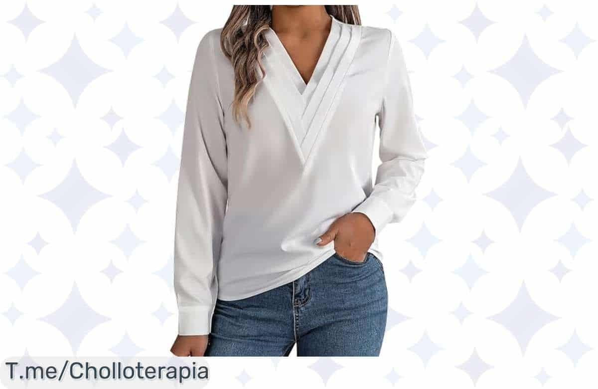 Deslumbra este Otoño con la Camiseta de Manga Larga Cuello en V para Mujeres a un precio loco, aprovecha el descuento brutal y hazla tuya antes que se acabe.