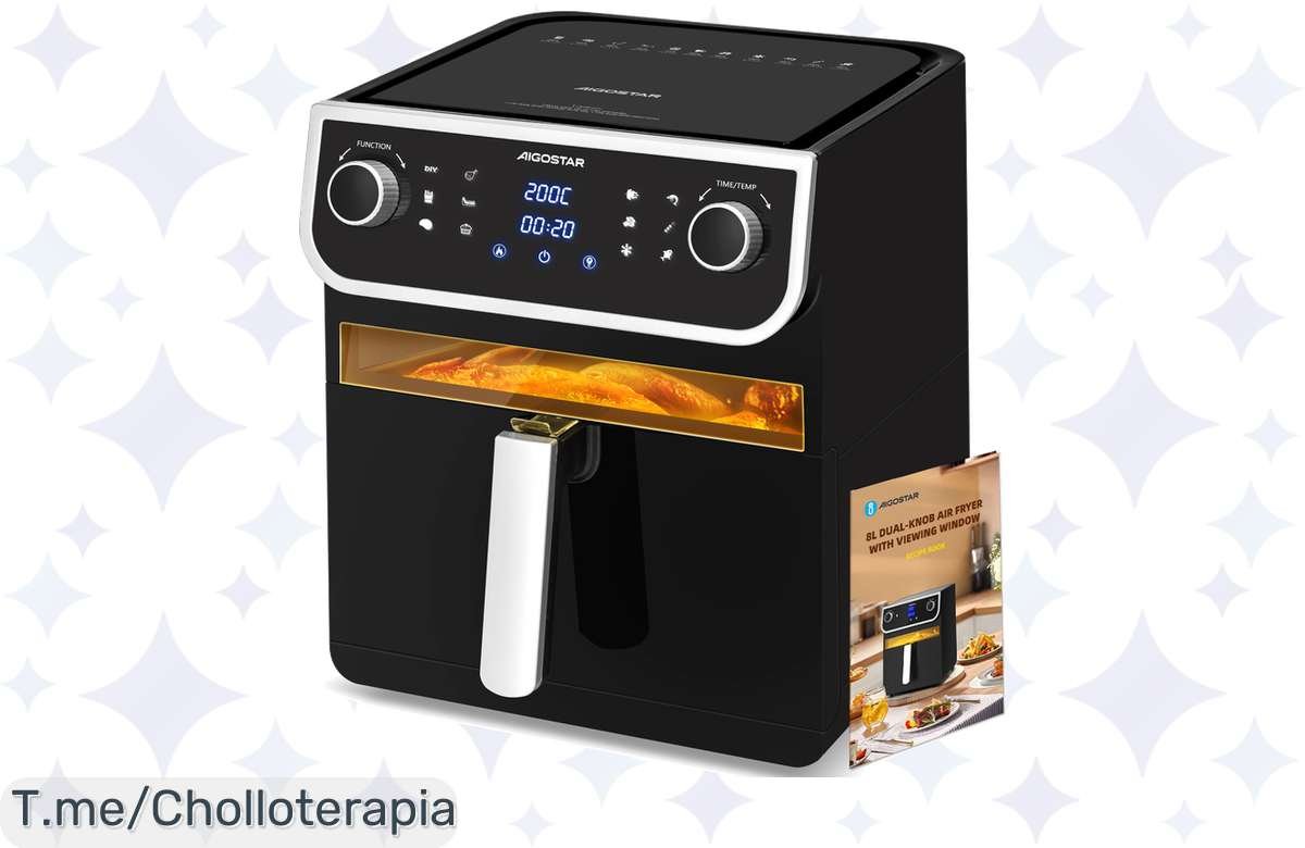 Freidora de aire 8L: 12 funciones y 1700W a precio de locura, ¡no te lo pierdas!