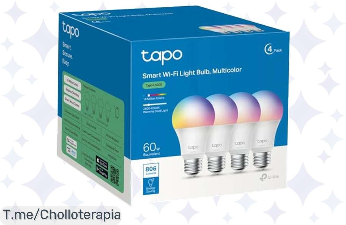 Ilumina tu vida con el super chollo de 4 bombillas LED TPLink Tapo L530E que controlas con tu voz. Ahorra energía y transforma tu hogar. ¡Oferta limitada, actúa ya!