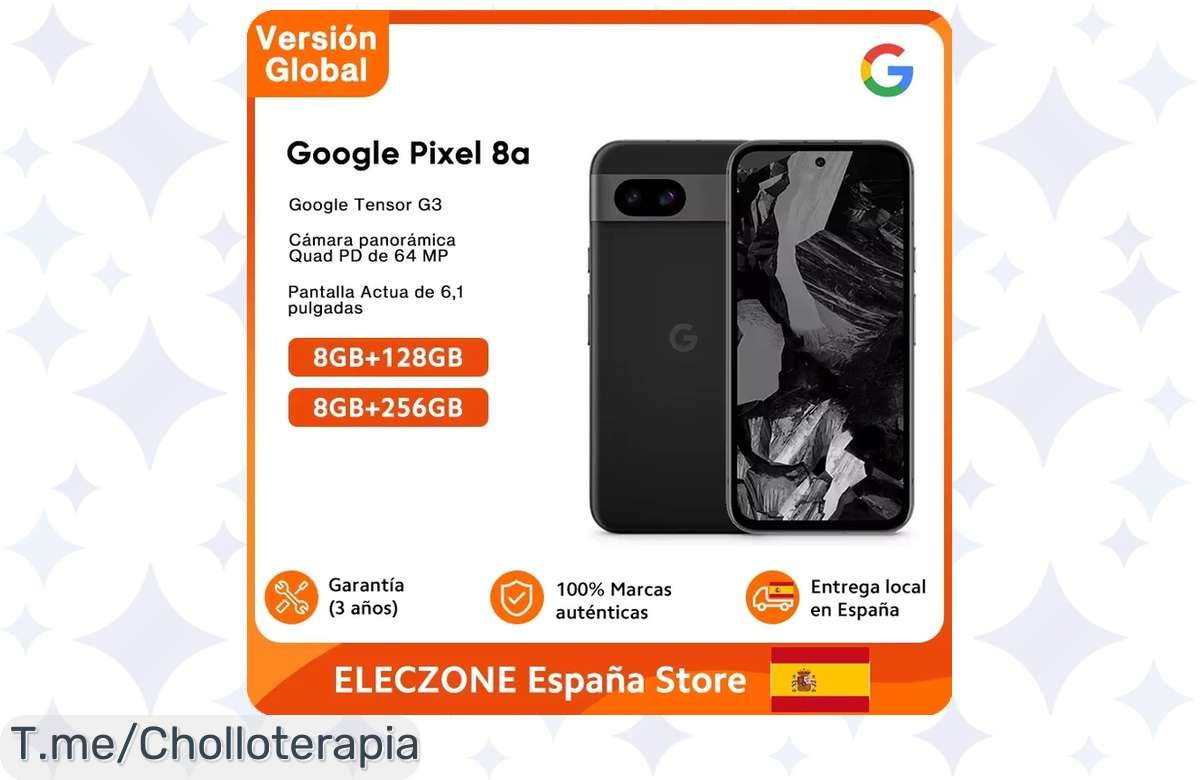 Llévate el Google Pixel 8a con su cámara de 64 MP y pantalla OLED a 120Hz, un ofertón único que no volverás a ver. ¡Compra ya y aprovecha este precio loco antes que se acabe!