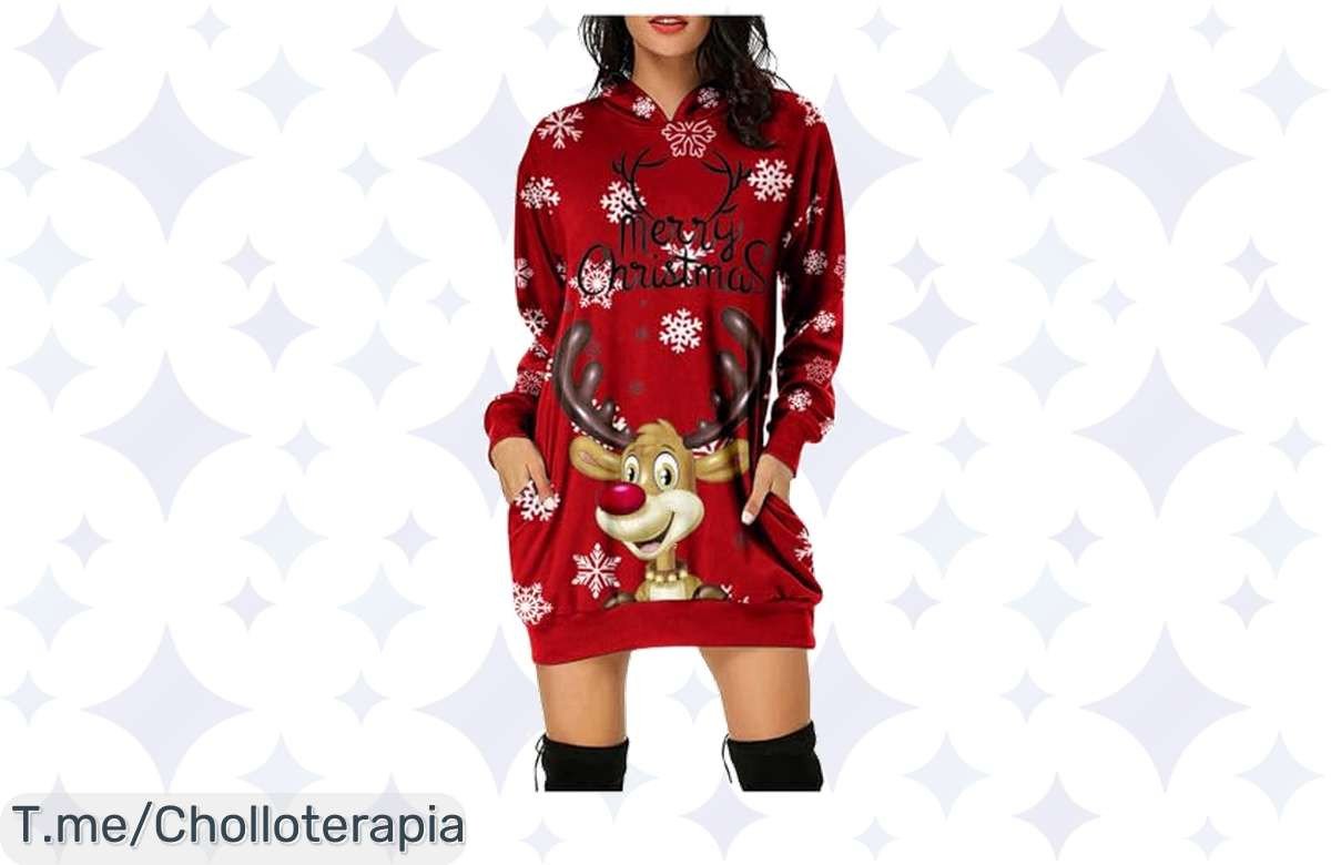 Luce espectacular este otoño con el vestido sudadera navideño, ahora con un descuentazo jamás visto. ¡Es tu oportunidad única, no la dejes escapar!