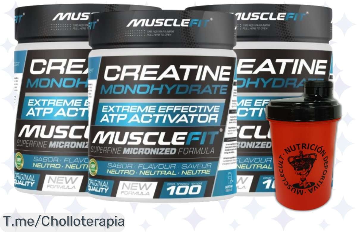 No dejes pasar este ofertón: Creatina Monohidratada + tanque para shaker ¡Aumenta tu fuerza y transforma tu entrenamiento! Solo por tiempo limitadx, ¡actúa ya!