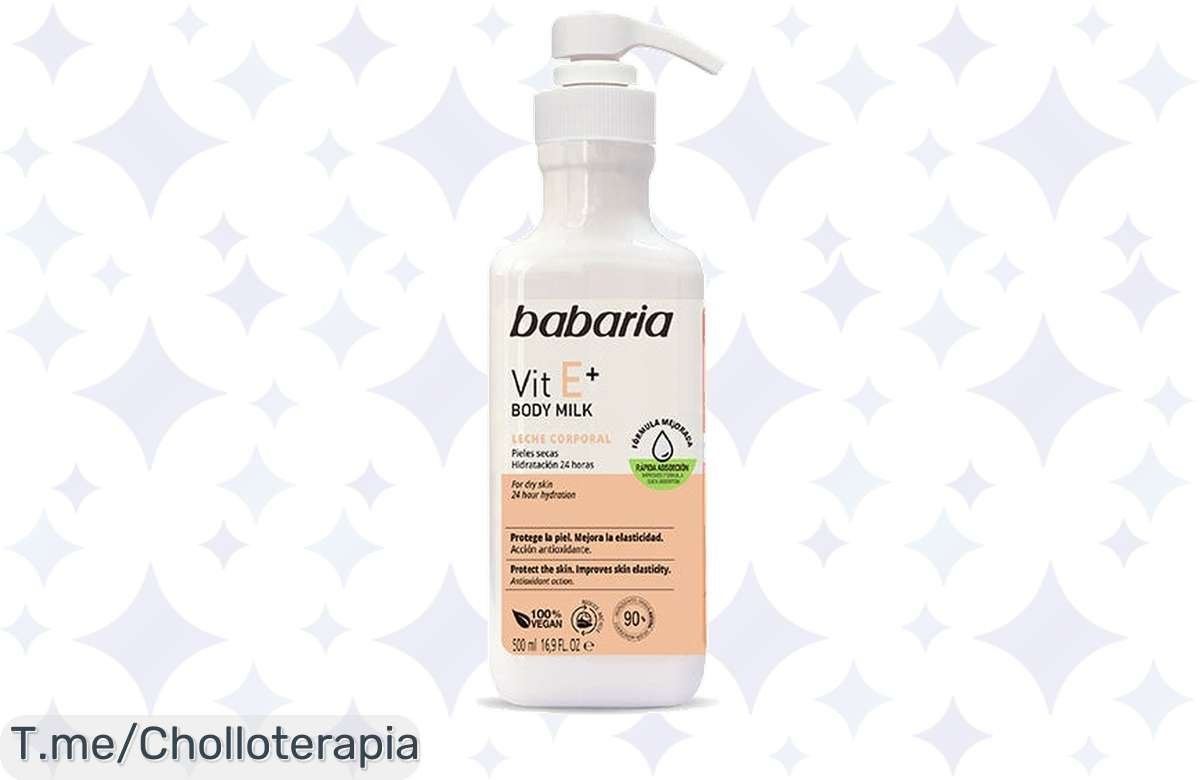Potencia tu piel con Babaria Vit E+ Body Milk: ¡hidratación y nutrición al mejor precio loco! Consigue suavidad y brillo. ¡Oferta limitada, actúa ya!