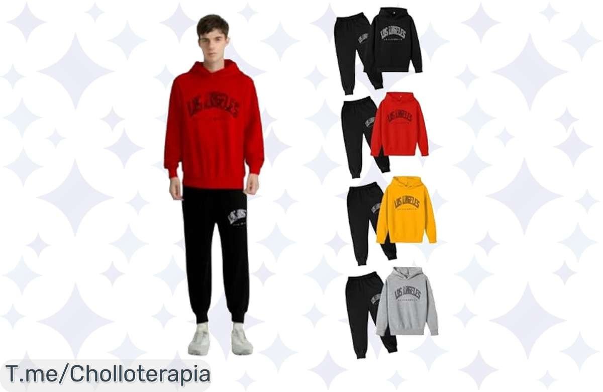 Sudadera y pantalones chándal rojos para niños: ¡un super chollo que no puedes dejar pasar! Comodidad y moda unisex en un solo pack. Aprovecha el descuento brutal, ¡solo por tiempo limitado!