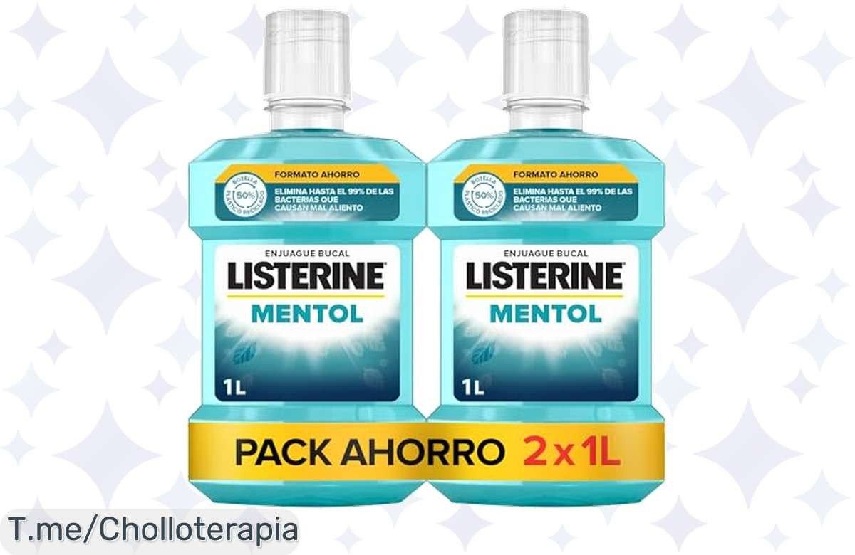 Transforma tu aliento con Listerine Mentol: 24 horas de frescura y 5 veces más protección que un cepillo. ¡No dejes pasar este super chollo, compra ya antes de que se agote!
