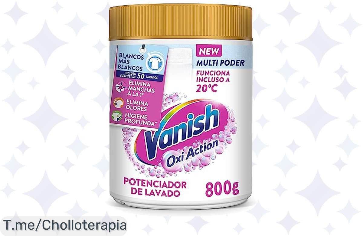Transforma tu colada con Vanish Oxi Action a un precio loco: elimina manchas de la primera, mantiene blancos radiantes y frescura inigualable. ¡Aprovecha este ofertón antes de que se agote!