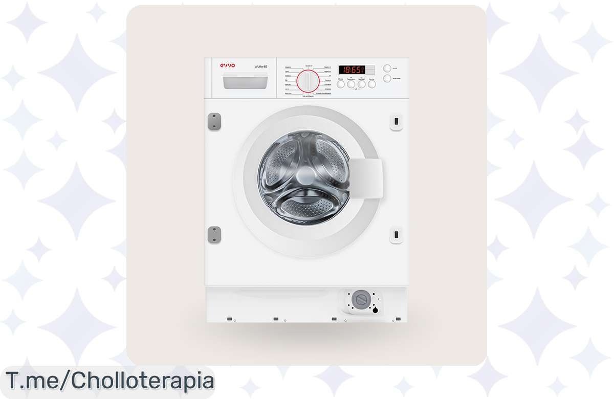 Transforma tu colada con la lavadora-secadora integrable EVVO I8W6S: ¡un ofertón nunca visto de 8 kg de lavado y 6 kg de secado! Aprovecha el precio loco, stock limitado, actúa ya.