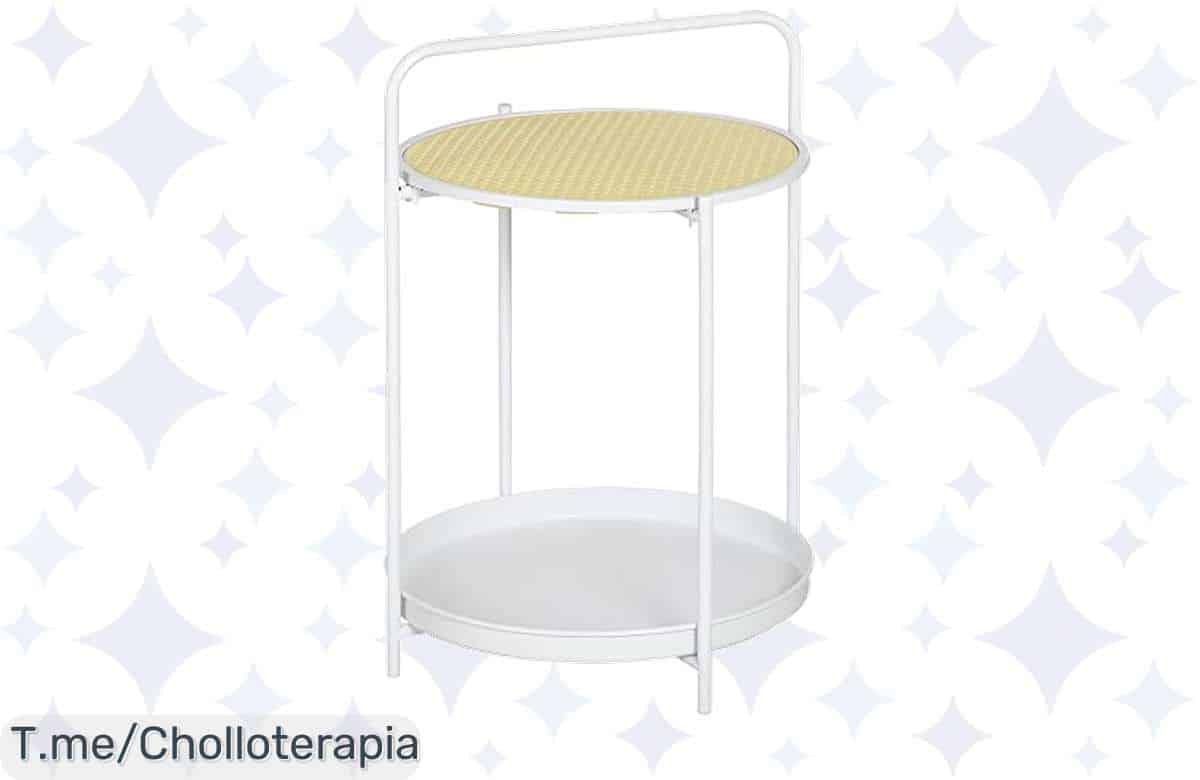 Transforma tu hogar con la mesa auxiliar de ratán: bandeja extraíble y asa portátil te esperan en este super chollo. ¡Aprovecha el ofertón antes de que se agote!