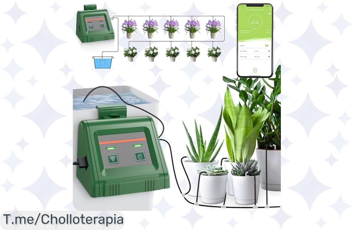 Transforma tu hogar en un oasis verde con el riego automático Wifi a un precio loco, cuida tus plantas incluso en vacaciones, ¡aprovecha esta oferta única antes de que se acabe!