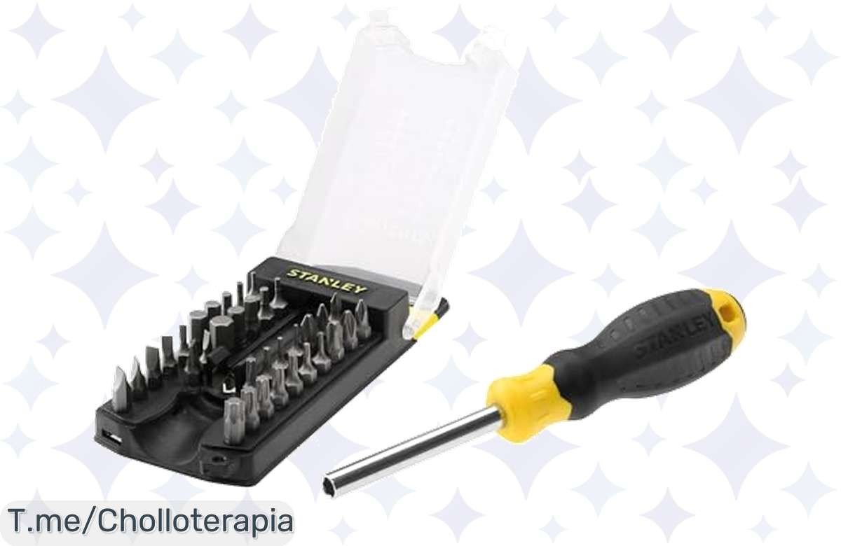Transforma tu juego de herramientas con el destornillador multipuntas STANLEY, ¡34 puntas y un organizador en un precio loco! Aprovecha este ofertón y mejora tus proyectos ya.