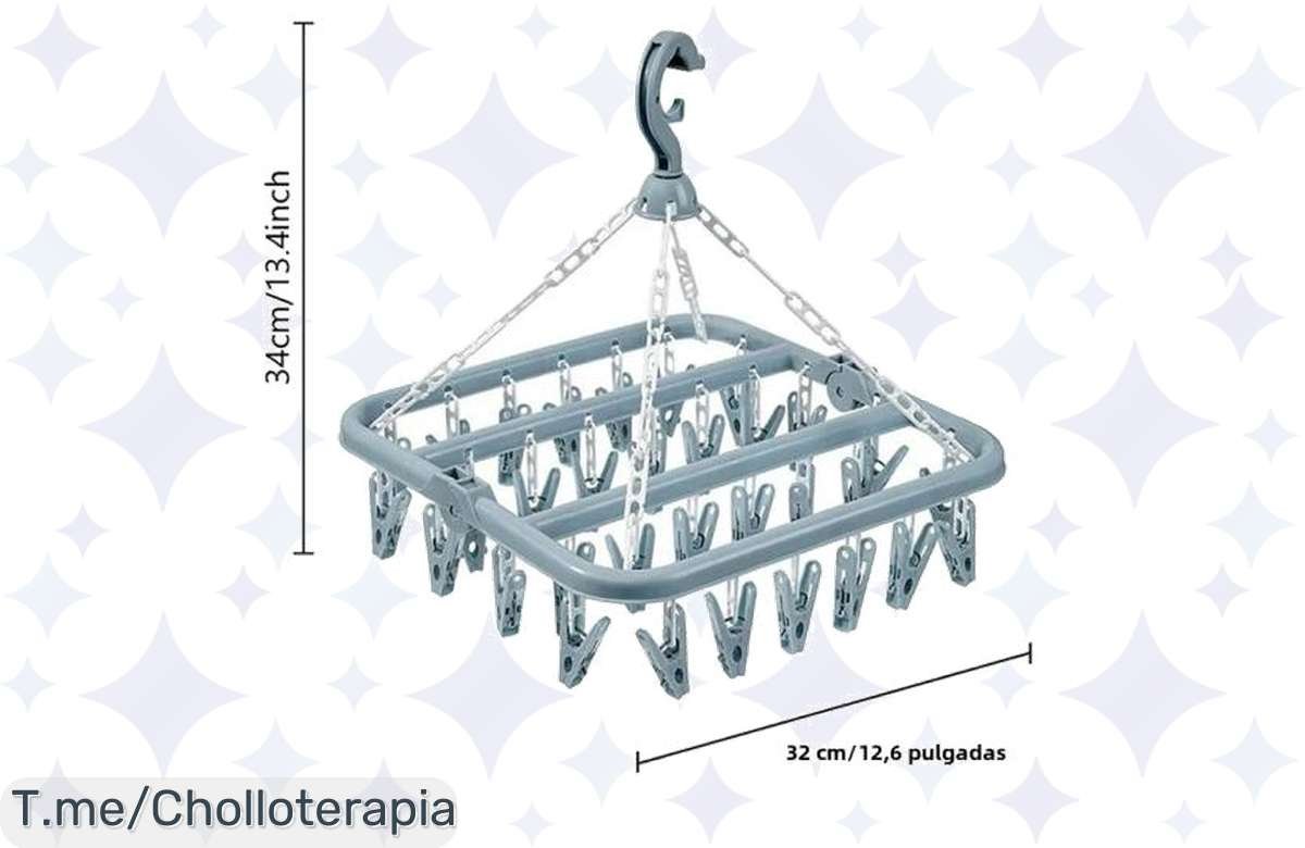 Transforma tu lavandería con la percha de secado de ropa y sus 32 clips a un precio loco; organiza y ahorra espacio. ¡Aprovecha este ofertón antes de que se agote!
