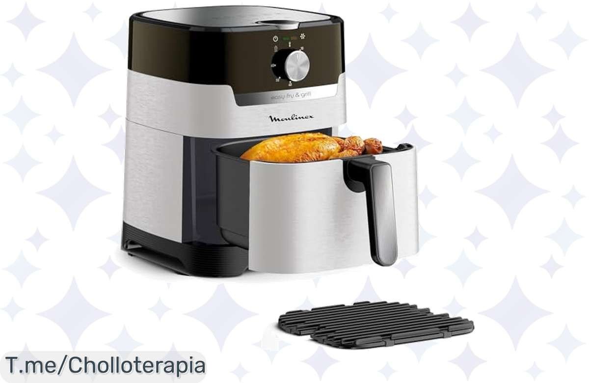 Transforma tus comidas con la Moulinex Easy Fry 4,2 L: ¡freidora y grill en uno! Consigue un 99% menos de grasa y ahorra energía. ¡Aprovecha este ofertón antes de que se agote!