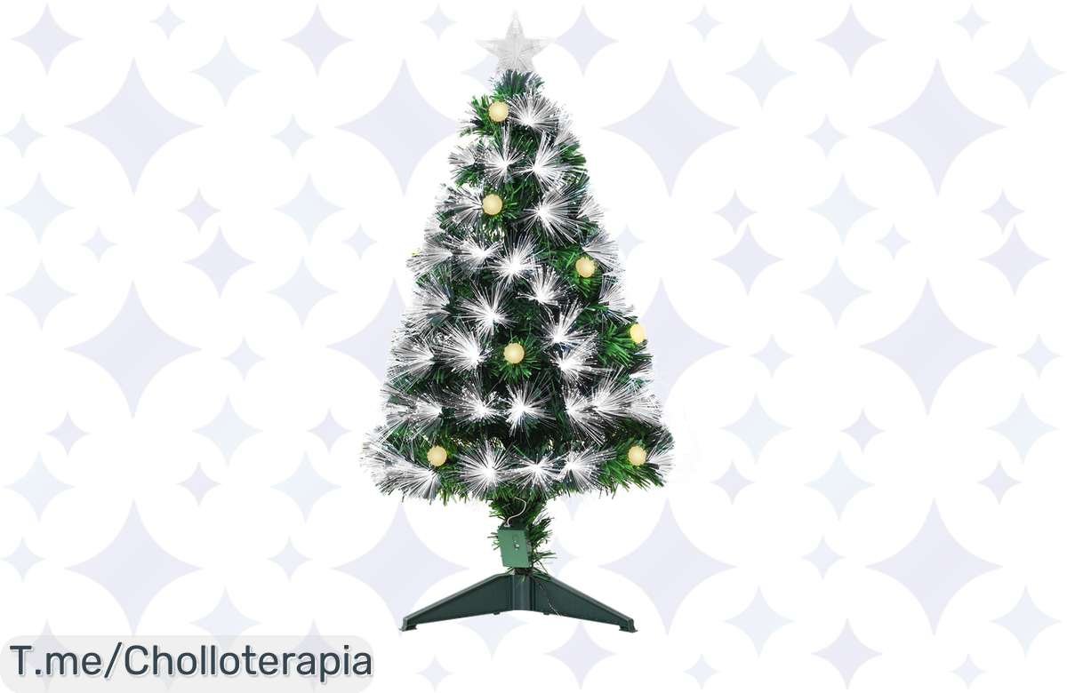 Transforma tus fiestas con el árbol de Navidad HOMCOM, un ofertón único con 90 luces LED y fibra óptica. ¡No te pierdas este super chollo, stock limitado!