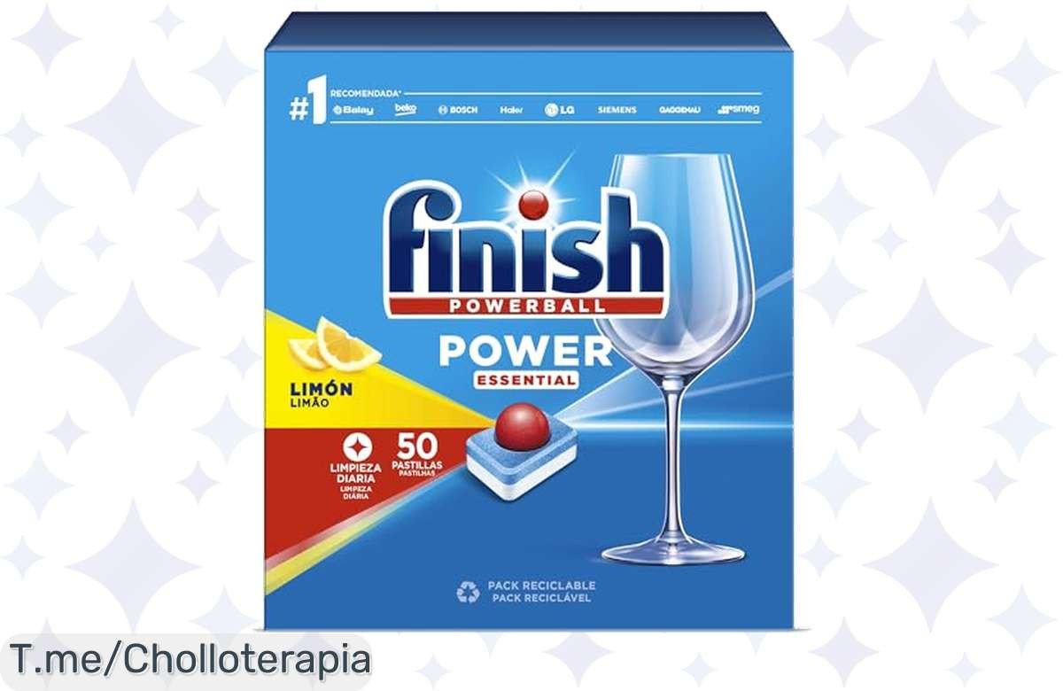 Transforma tus platos con Finish Powerball Power Essential Limón: ¡prelavado no más! Brillo y frescura en un instante, aprovecha este ofertón antes que se agote.