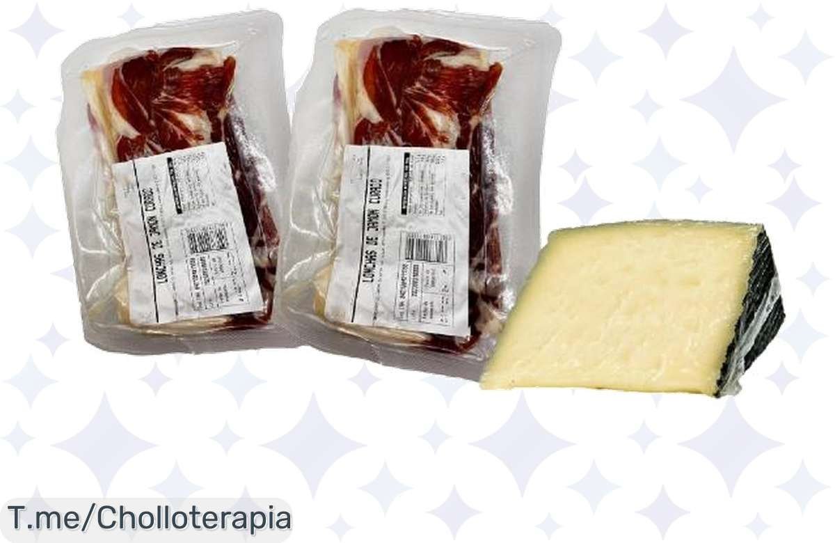 ¡Aprovecha el chollazo! 1 kilo de jamón curado Gran Reserva con queso regalado, explosión de sabor y stock limitado, deléitate o quédate sin el tuyo.