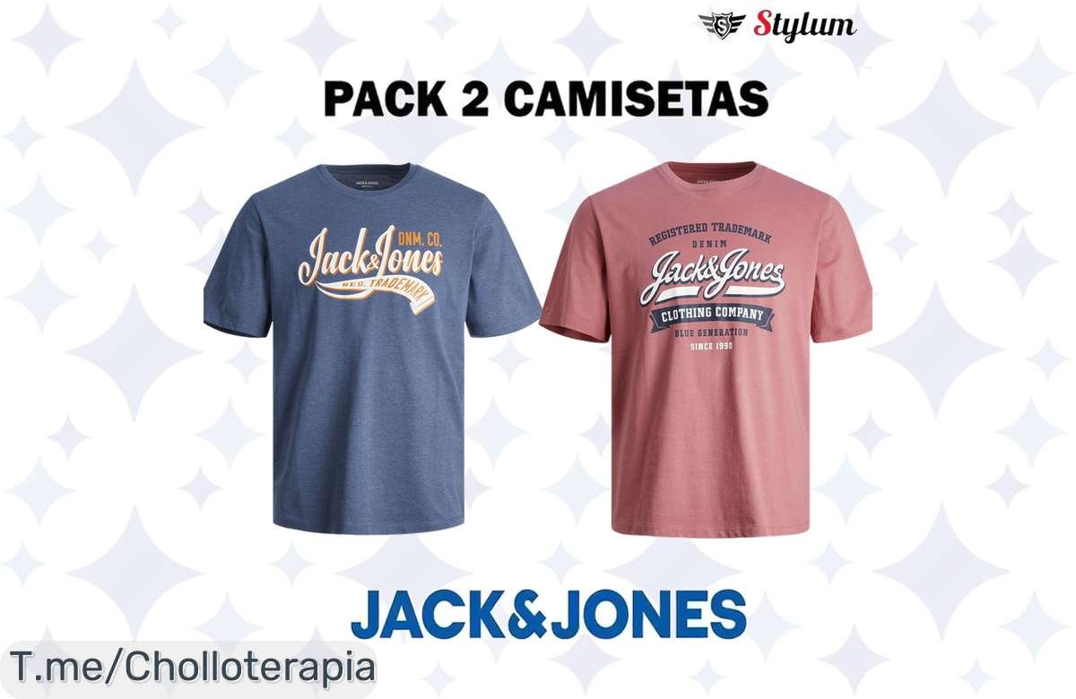 ¡Chollazo Jack & Jones! Pack de 2 camisetas algodón ultra cómodas, ¡aprovecha ya!