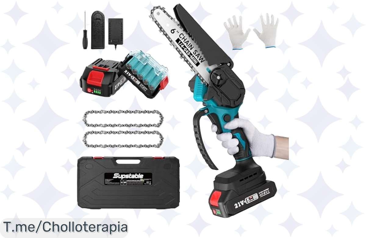 ¡Conviértete en el rey del jardín con esta mini motosierra de 6 pulgadas y 2 baterías a precio de risa!