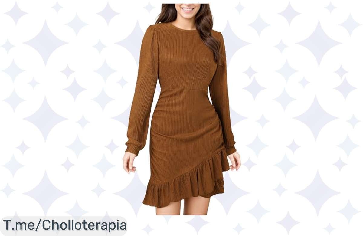 ¡El vestido de manga larga que necesitas para el otoño-invierno está en oferta! Úsalo y ahorra con nuestro descuento exclusivo.