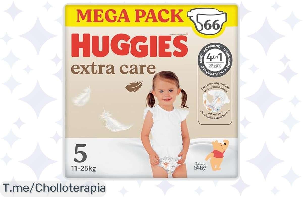 ¡Huggies Extra Care: 66 pañales hipoalergénicos al mejor precio, date prisa!