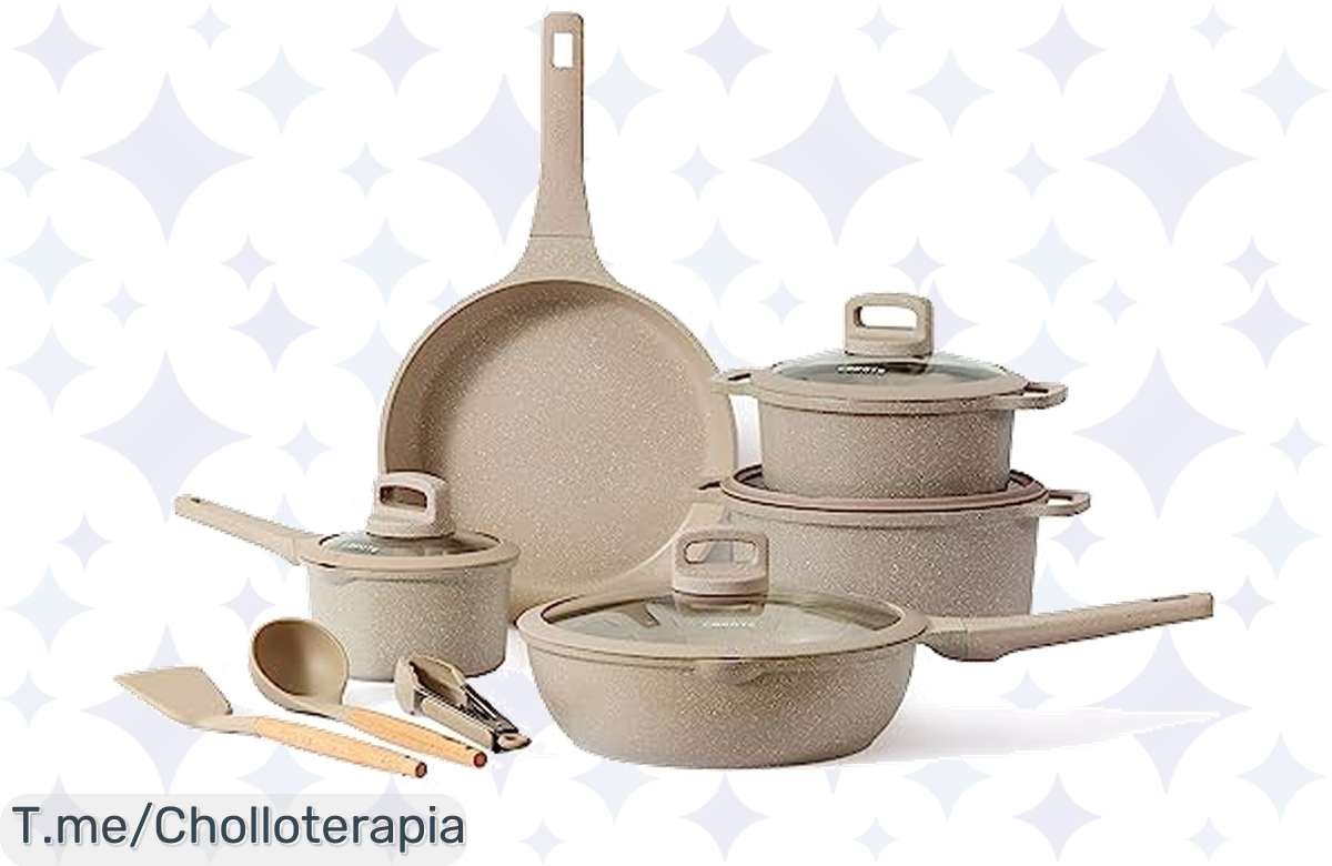 ¡Oferta loca! Batería de cocina antiadherente de 12 piezas a precio de regalo  ¡Conviértete en chef!