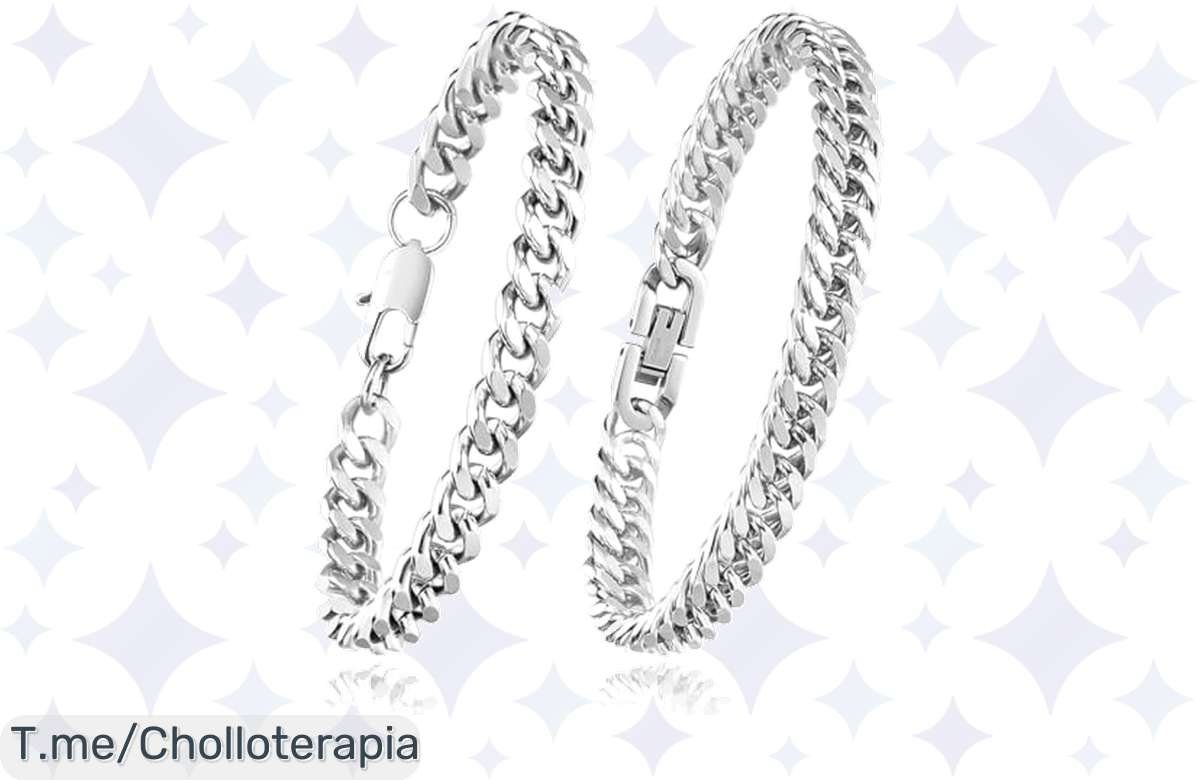 ¡Pack loco de 2 pulseras cubanas para hombre a precio de risa!