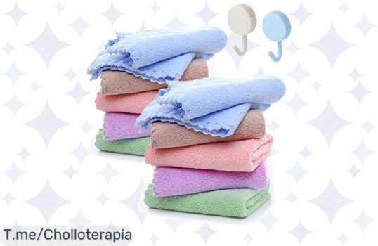 Aprovecha el super chollo de 10 toallas de bebé ultra suaves y absorbentes con ganchos coloridos, ¡ofertón limitado que cuida la piel de tu pequeño! ¡Compra ya antes que se agoten!