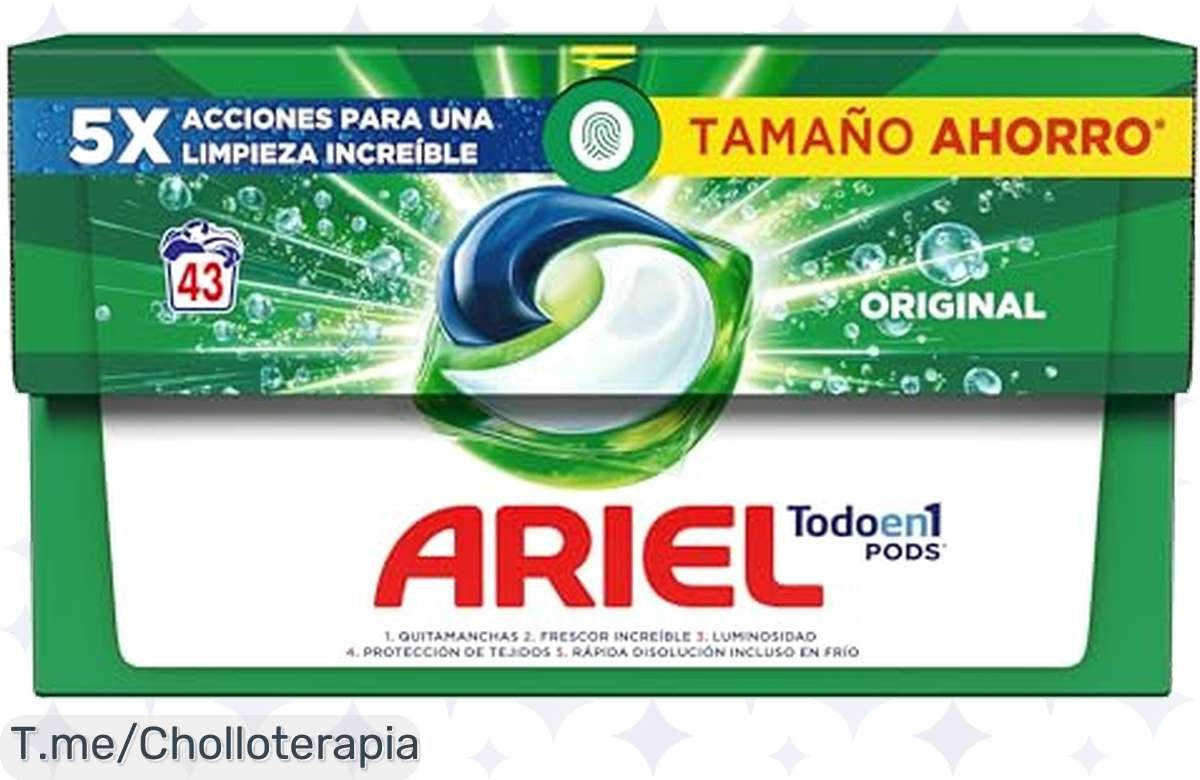 Aprovecha el super chollo de Ariel Pods y transforma tu colada con limpieza brillante en frío, ecoamigables y frescura duradera. ¡Compra ya antes de que se agoten!