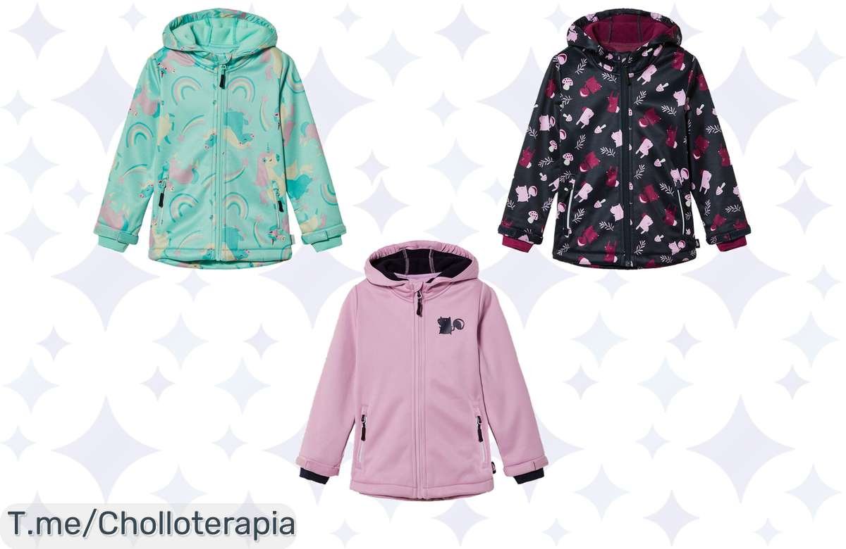 Atrapa este ofertón: Chaqueta softshell infantil, a prueba de viento y 100% cómoda. ¡Aventura sin límites! Descuento brutal, compra ya antes que se agoten.