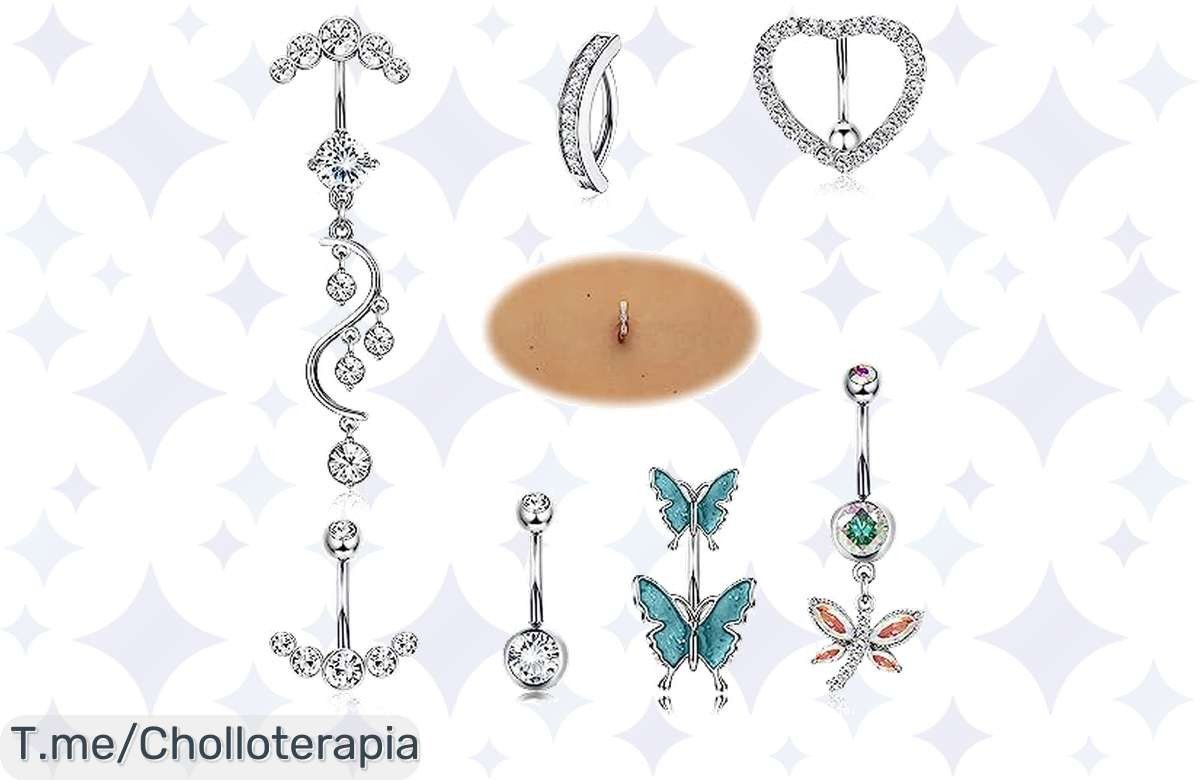 Atrapa este super chollo: Piercing de ombligo en acero inoxidable, 7 diseños únicos, ¡descuento brutal por tiempo limitado! ¡Compra ahora antes de que se agoten!