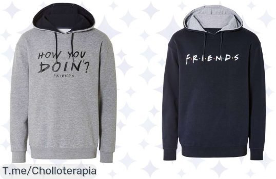 Atrapa este super chollo: Sudadera con capucha de Friends en gris o azul marino, ¡estilo enloquecedor con forro en contraste! Oferta limitada, no la dejes escapar