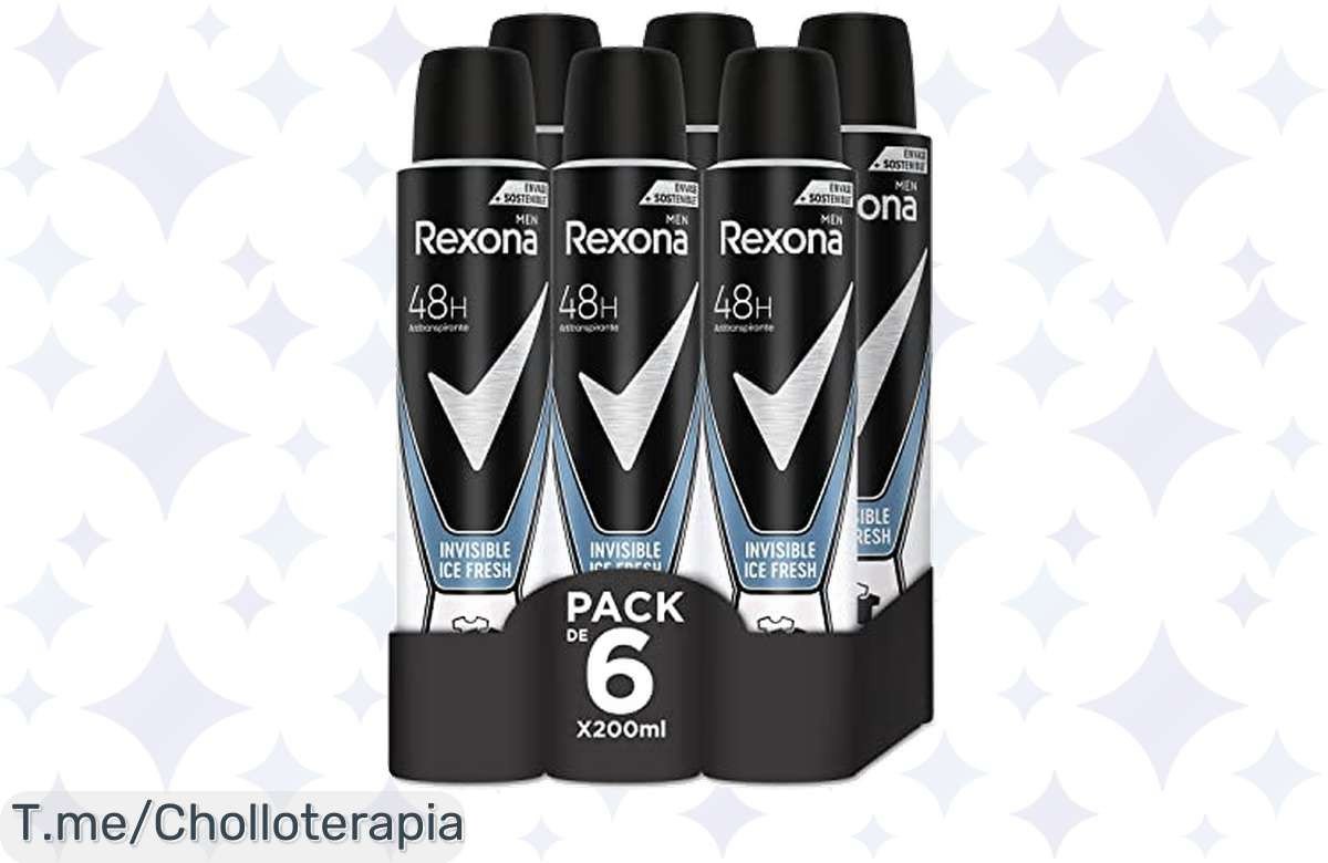 Atrévete a disfrutar de Rexona Invisible en un super chollo de Pack de 6, con 48 horas de frescura y sin manchas. ¡No dejes pasar esta oferta limitada y actúa ya!