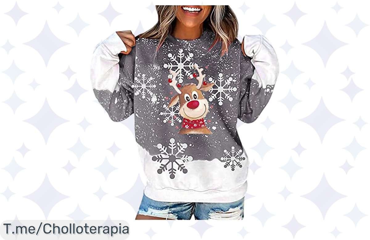 Captura la Navidad con nuestro Jersey Navideño ¡Super Chollo! Diseño único y cómodo, aprovecha el descuentazo y deslumbra en fiestas. Oferta limitada, no esperes más.