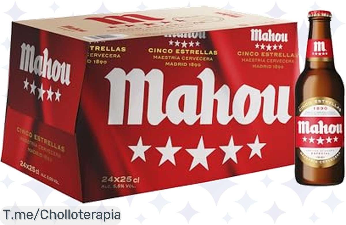 Chollo único: 24 botellas de Mahou 5 Estrellas con sabor premium y tradición de 40 años, ¡hazte con tu pack ahora y disfruta momentos refrescantes antes de que se agote!